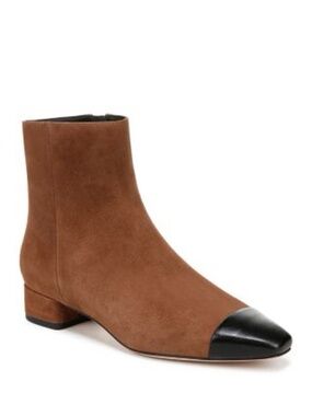 Veronica Beard Cecile Cap Toe Booties Brown Suede Sz 7.5